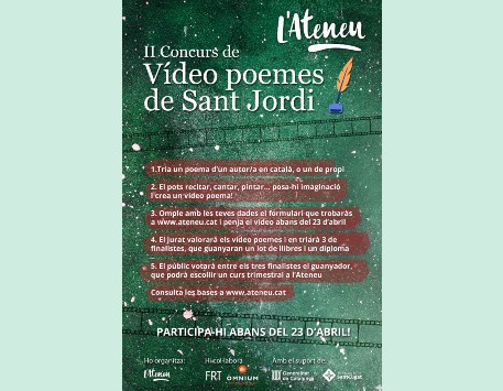 Cartell del II Concurs de Vídeo Poemes de Sant Jordi (2). Podeu veure'l ampliat a l'apartat "Enllaços"