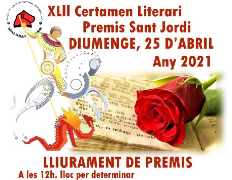 Fragment del cartell del XLII Certamen literari "Premis Sant Jordi"