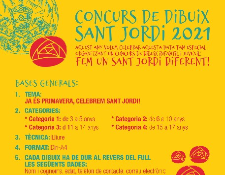 Fragment del cartell del concurs de dibuix "Fem un Sant Jordi diferent!"