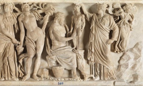 Taller romà: Prometeu i Atenea creen el primer home (marbre de cap al 185 de l'era cristiana). Font: caixaforum.org