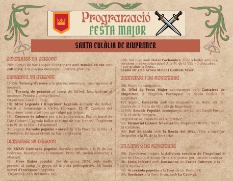 Fragment del cartell de la Festa Major de Santa Eulàlia de Riuprimer (podeu veure'l ampliat a l'apartat "Enllaços")