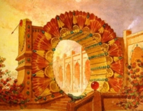 Anar a Escola de viatgers: De la terra al sol (1879). Escenografia de Francesc Soler i Rovirosa
