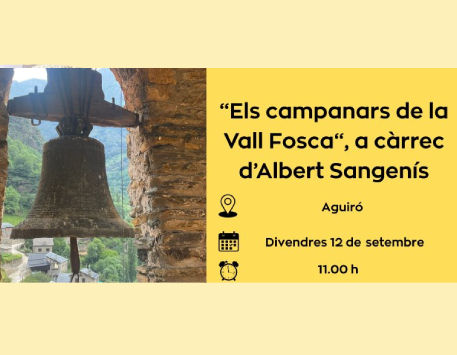 Anar a cartell de la resentació literària “Els campanars de la Vall Fosca”. Font: Ajuntament de la Torre de Capdella