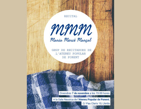 Anar a Cartell del Recital Maria Mercè Marçal. Font: Ateneu Popular de Ponent