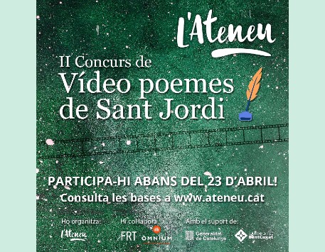 Cartell del II Concurs de Vídeo Poemes de Sant Jordi (1). Podeu veure'l ampliat a l'apartat "Enllaços"