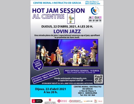 Cartell "Hot Jam Session: Lovin' Jazz" (podeu veure'l ampliat a l'apartat "Enllaços")
