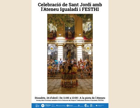 Cartell de la Celebració de Sant Jordi a l'Ateneu Igualadí (podeu veure'l ampliat a l'apartat "Enllaços")