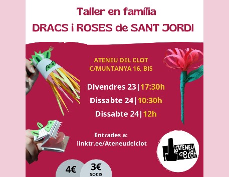 Cartell del taller "Dracs i roses de Sant Jordi" (podeu veure'l ampliat a l'apartat "Enllaços")